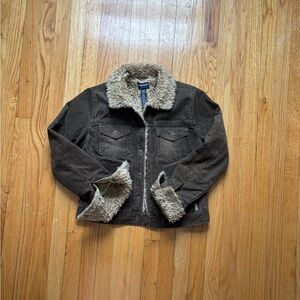 American Eagle Outfitters Quilted Cream Jacket with Faux Fur Lining